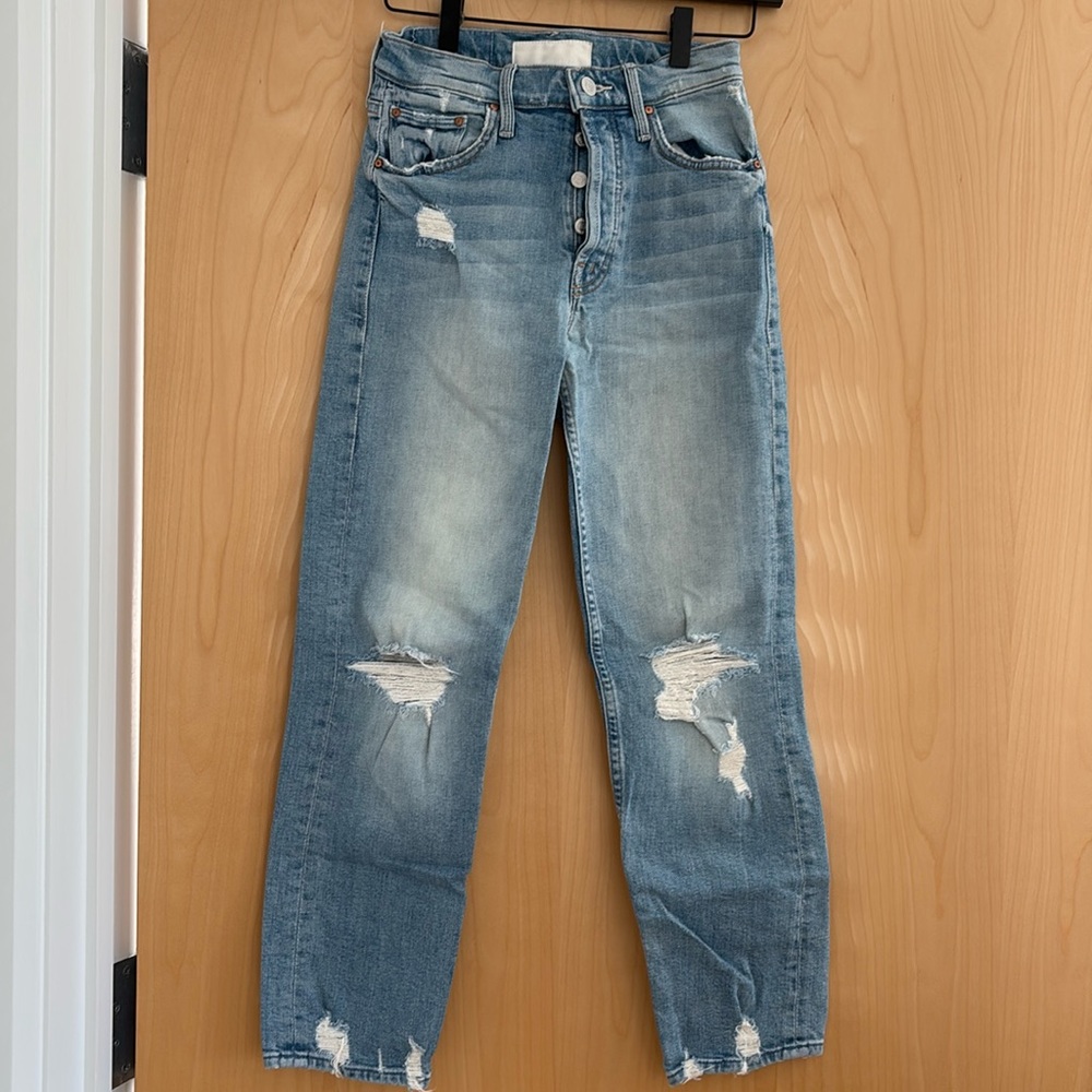 New MOTHER light wash jeans with rips (size 24)